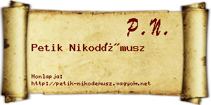 Petik Nikodémusz névjegykártya